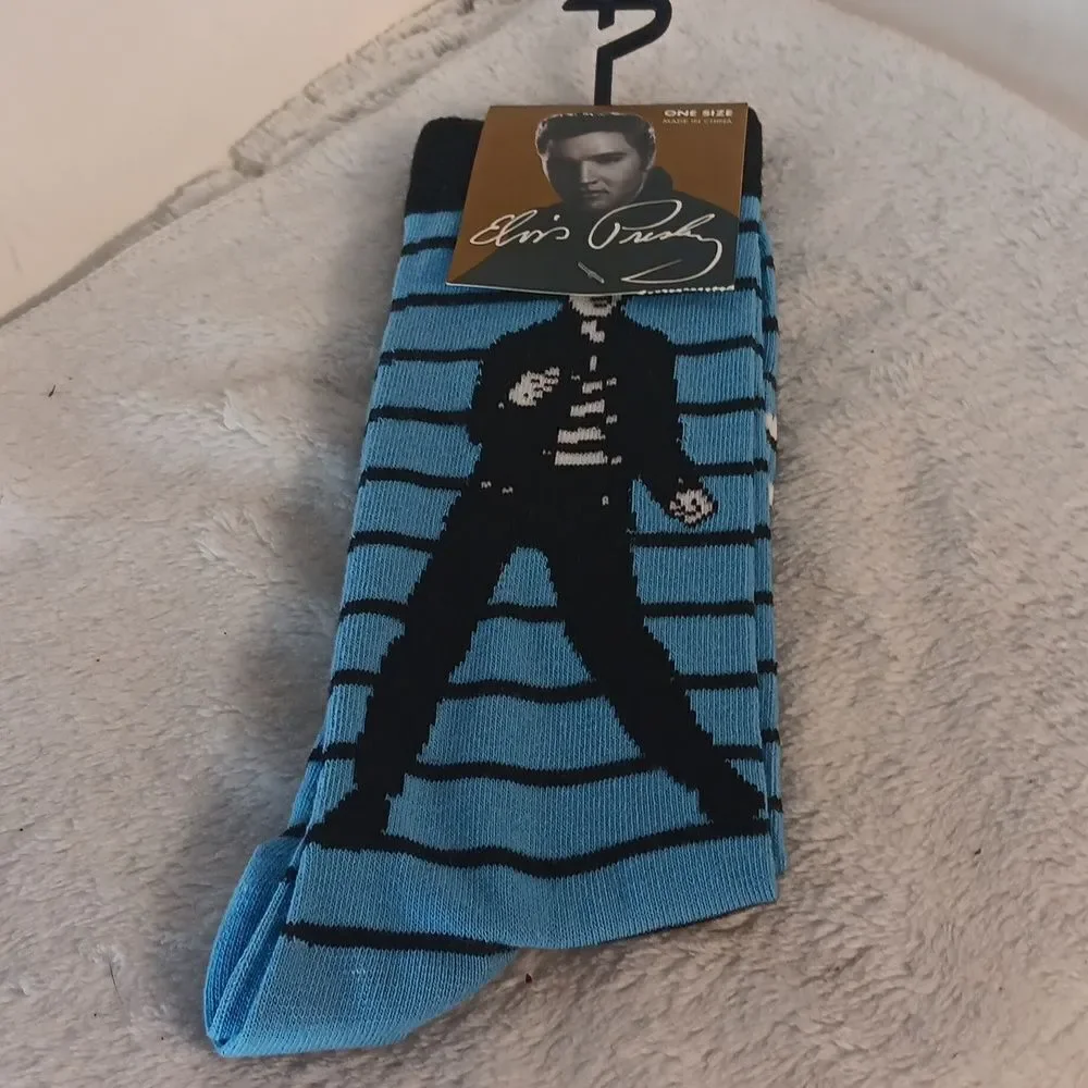 Elvis Presley Blue Striped Socks